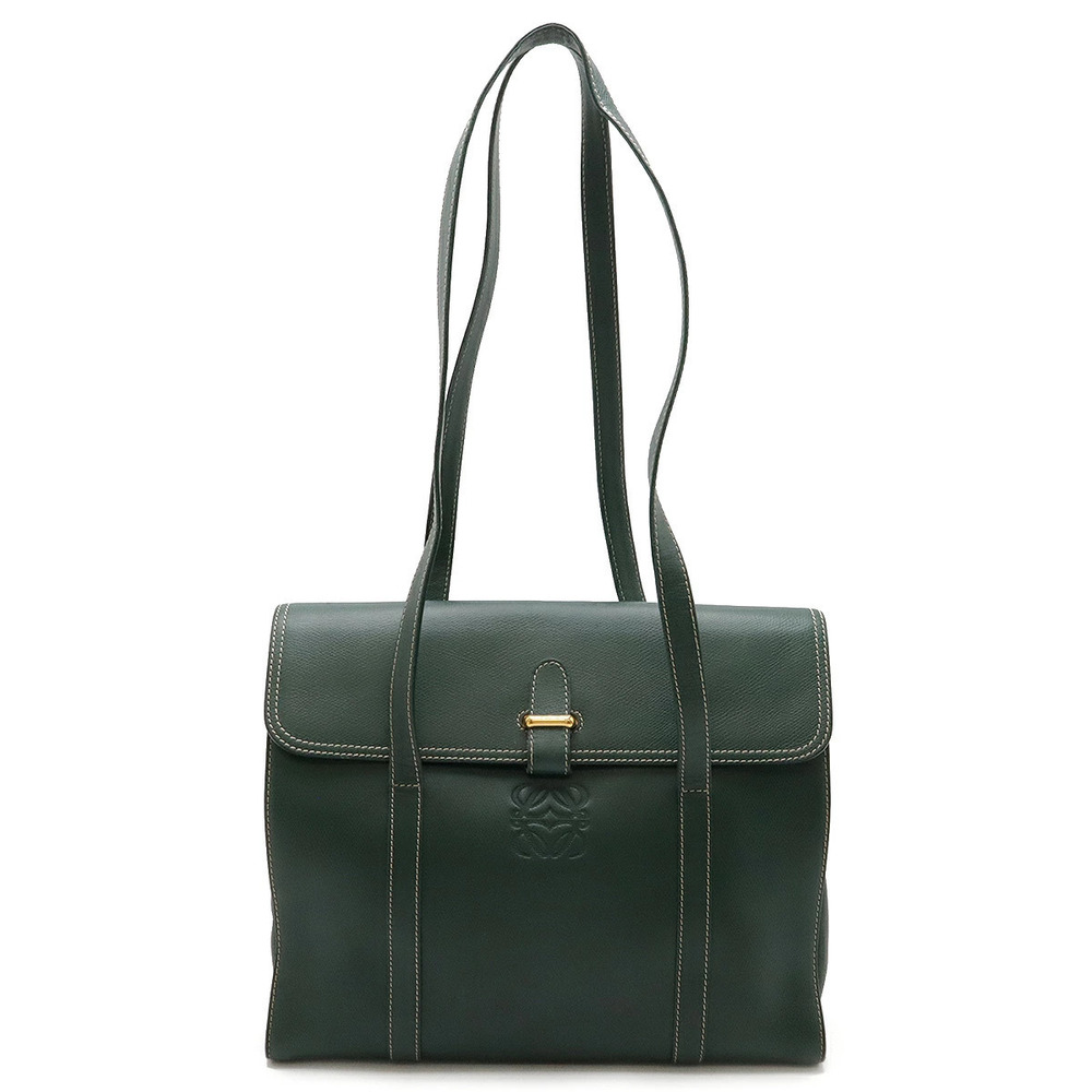 Loewe Anagram Tote Bag Shoulder Hobo Leather Green
